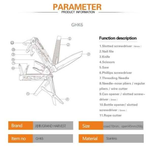 Grand Harvest GHK6 Christmas Multi Tool