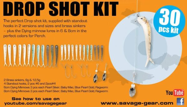 Savage Gear Dying Minnow Drop Shot Pro Pack Kit 30 Adet NL Silikon Yem