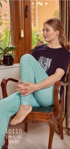 Mihra Kadın Kısa Kol Yuv.Yaka Organik Pamuk pijama Takımı