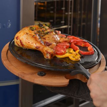 Lava Döküm Ahşap ve Döküm Demir Hot Plate Servis Tahtası. Çap(Ø)29cm.