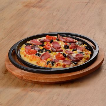 Lava Döküm Yuvarlak Pizza Krep Pankek Tavası Döküm Demir Yekpare Çift Kulplu Çap(Ø)20cm.