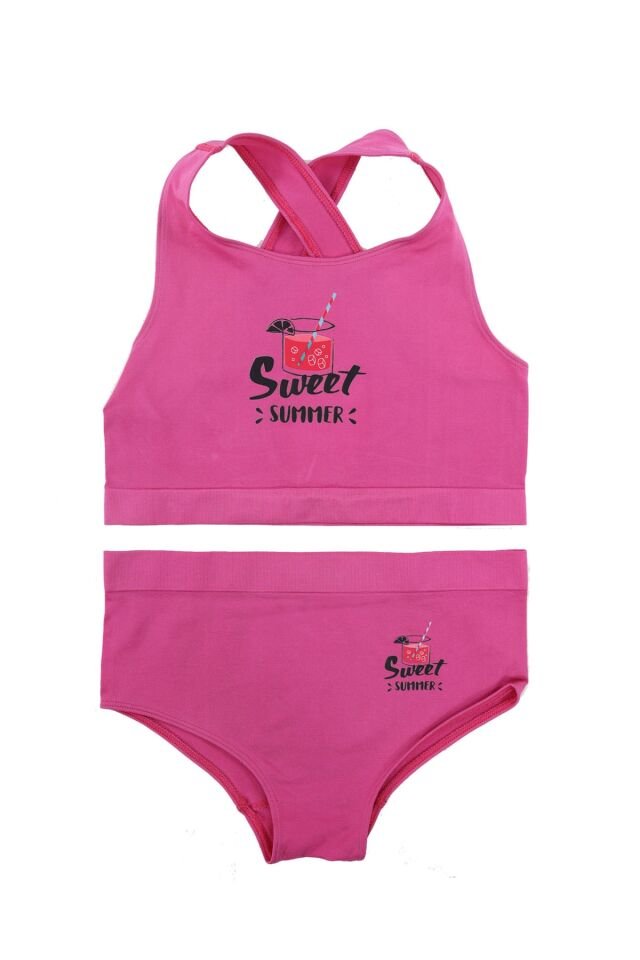 Sweet Summer Kız Çocuk Bikini Takımı 7-8 Yaş - FUŞYA