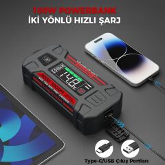 Lokithor J1000 12V 1000Amp LiFePO4 Akıllı Akü Takviye + Powerbank + Led Lamba