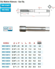Maier DIN 5156 Düz Kanal - Gaz Diş - HSS Makine Kılavuzları (Ölçü Seçeneklerine Bakınız)