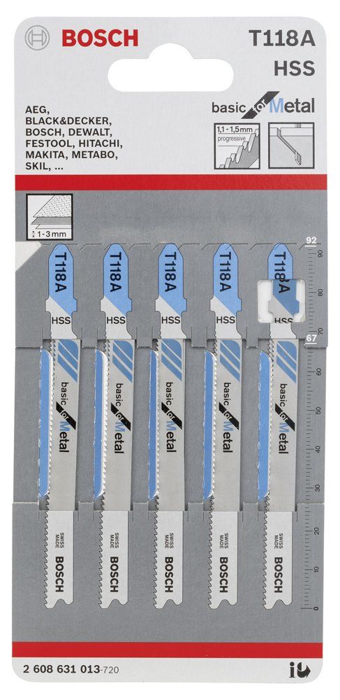 Bosch Ekonomik Seri Metal İçin T 118 A Dekupaj Testeresi Bıçağı - 5'Li Paket