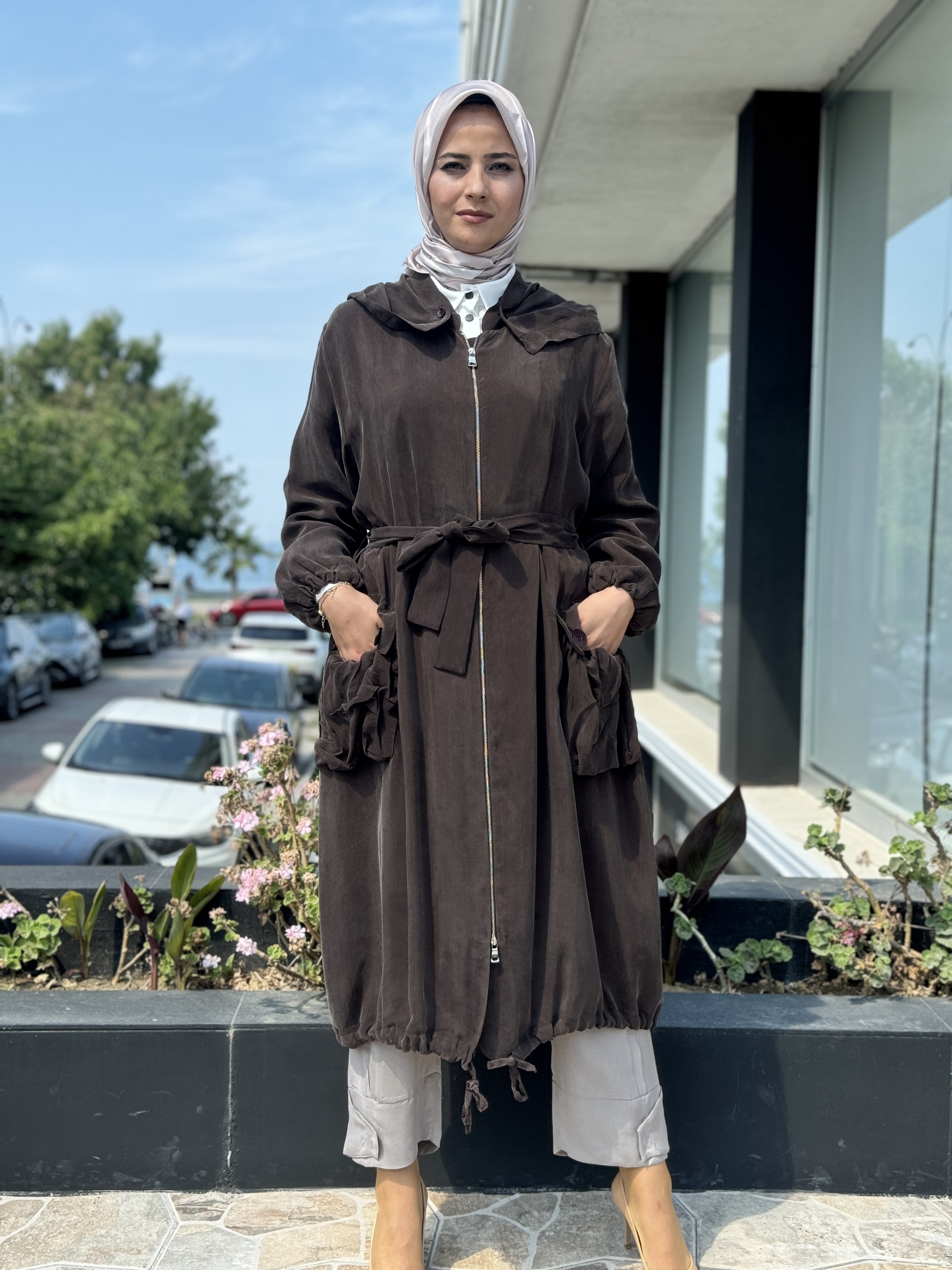 Misswhence Fermuarlı Kapüşonlu İpek Kap 35410