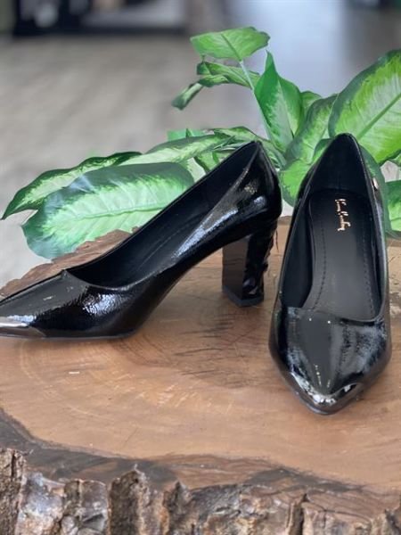 Pierre Cardin Siyah Rugan Topuk Ayakkabı (51752)
