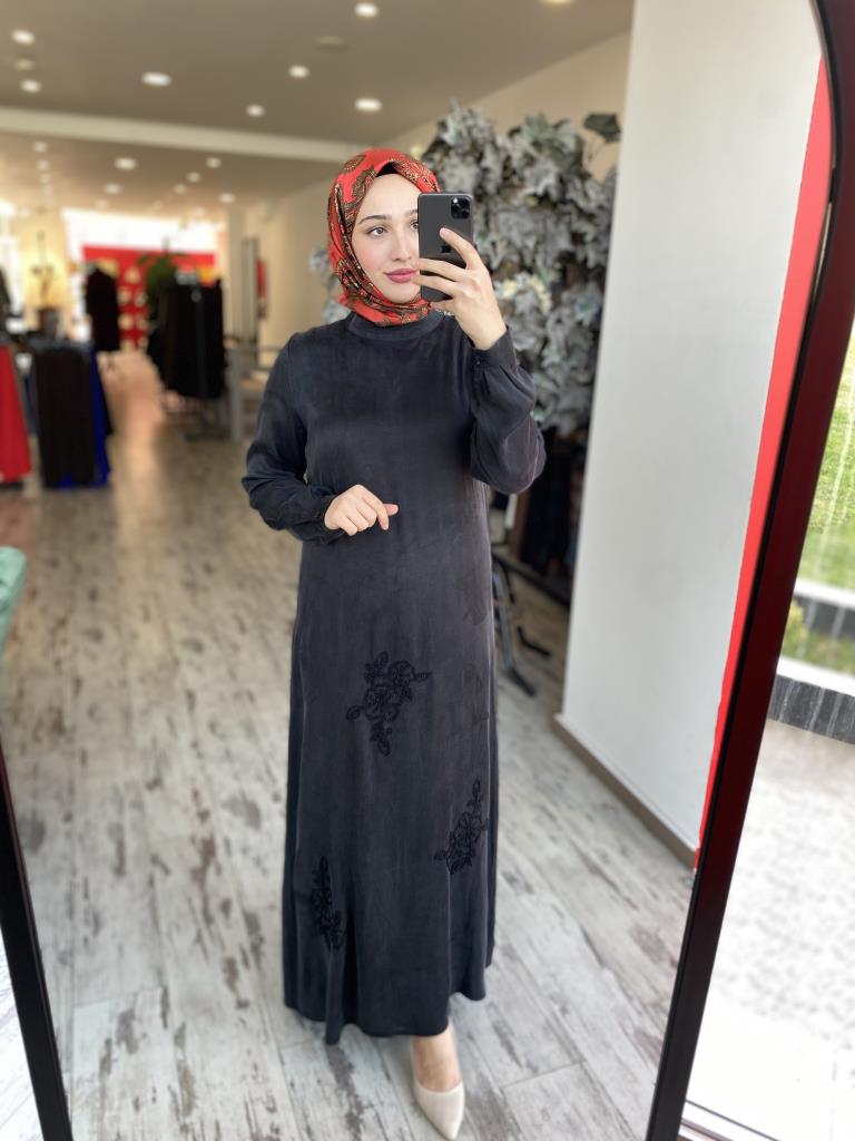 Almarwah Boncuk İşlemeli Cupra Elbise 303829
