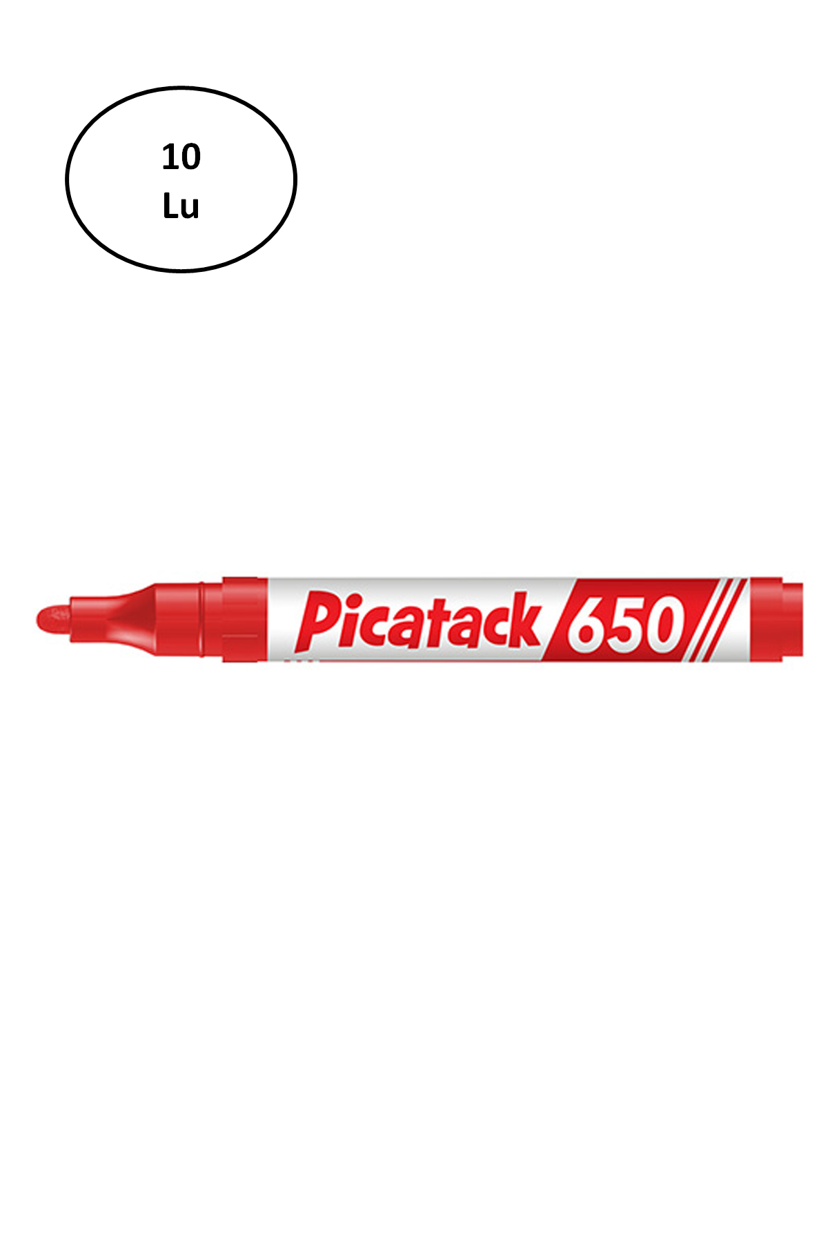 Picatack 650 Permanent Marker 1,5-3mm Yuv.Uç Kırmızı 10'lu