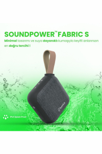 Bluetooth Taşınabilir Siyah Hoparlör SoundPower Fabric S BVS-S70 Kumaş Tasarım