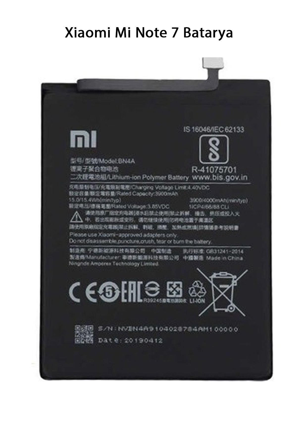 Xiaomi Mi Note 7 Telefonlarla Uyumlu Batarya 4000 mAh