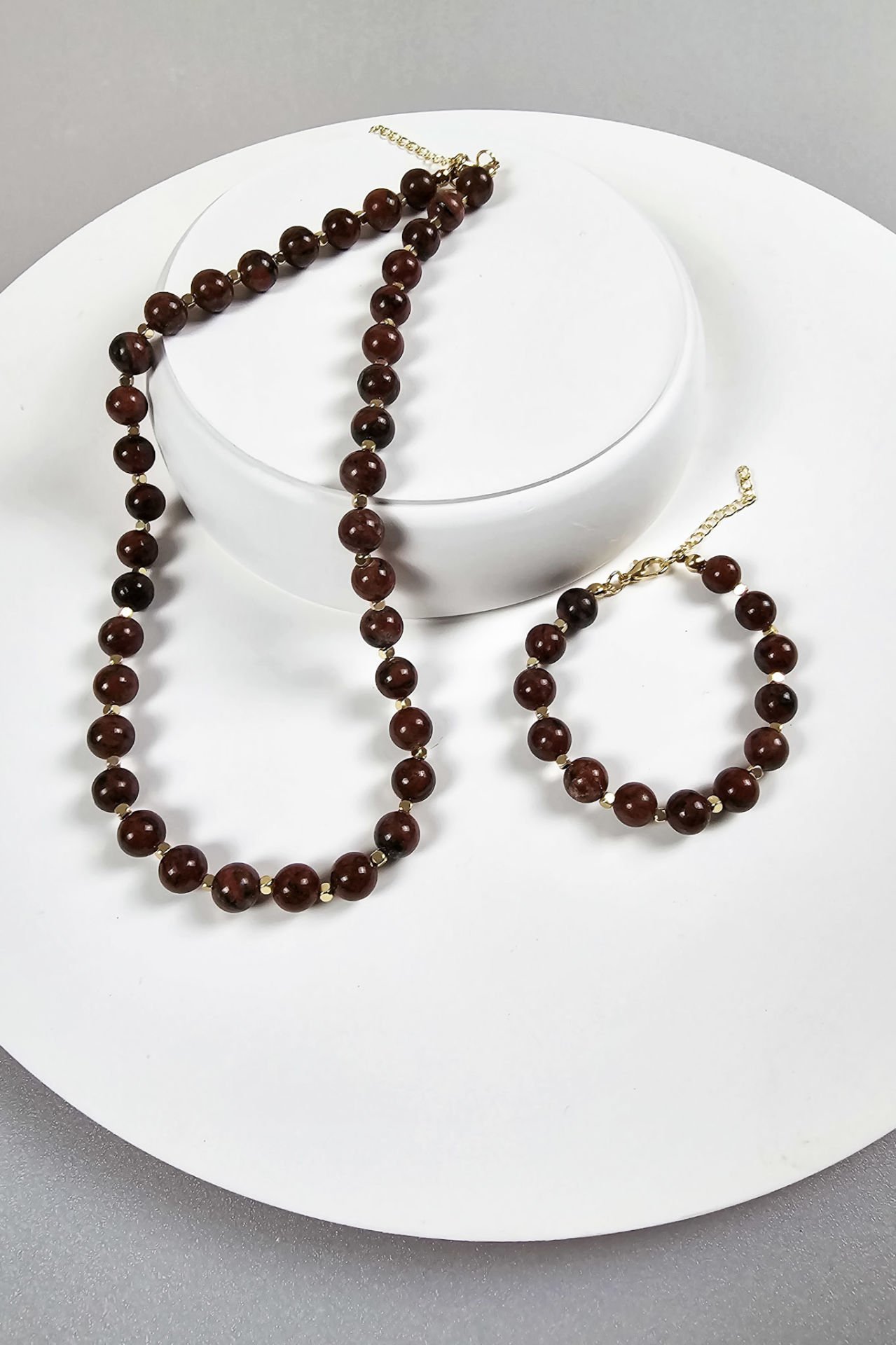 Kırmızı Jasper Kolye Bileklik Set
