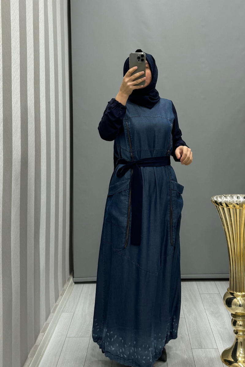 Misswhence Tencel Kot Elbise Lacivert 35807