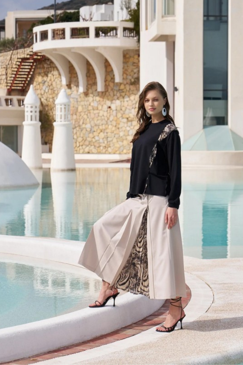Misswhence Pleated Detailed Zippered Skirt 33904
