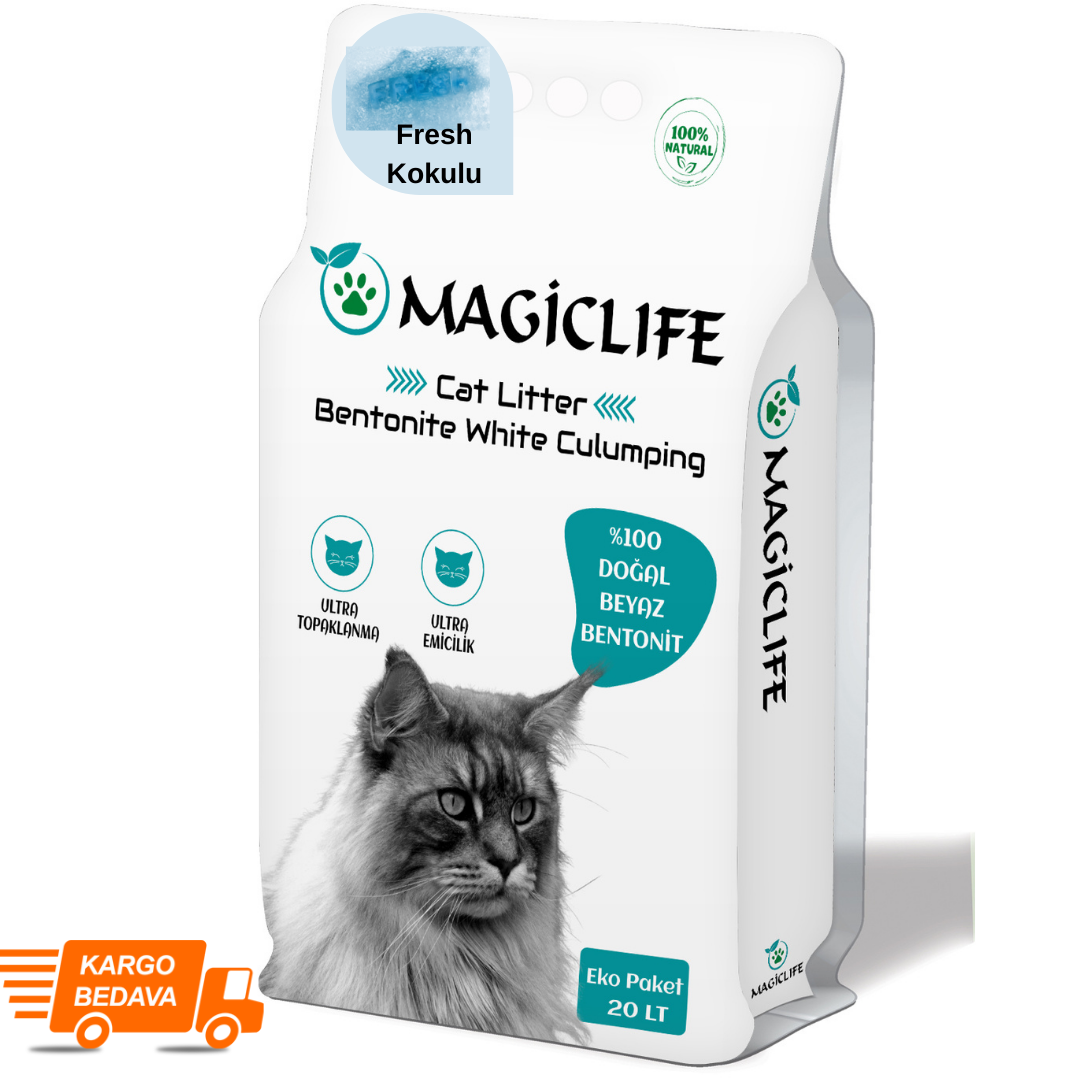 Magiclife 20 Lt İnce Tane Fresh kokulu Beyaz Kedi Kumu İnce Taneli