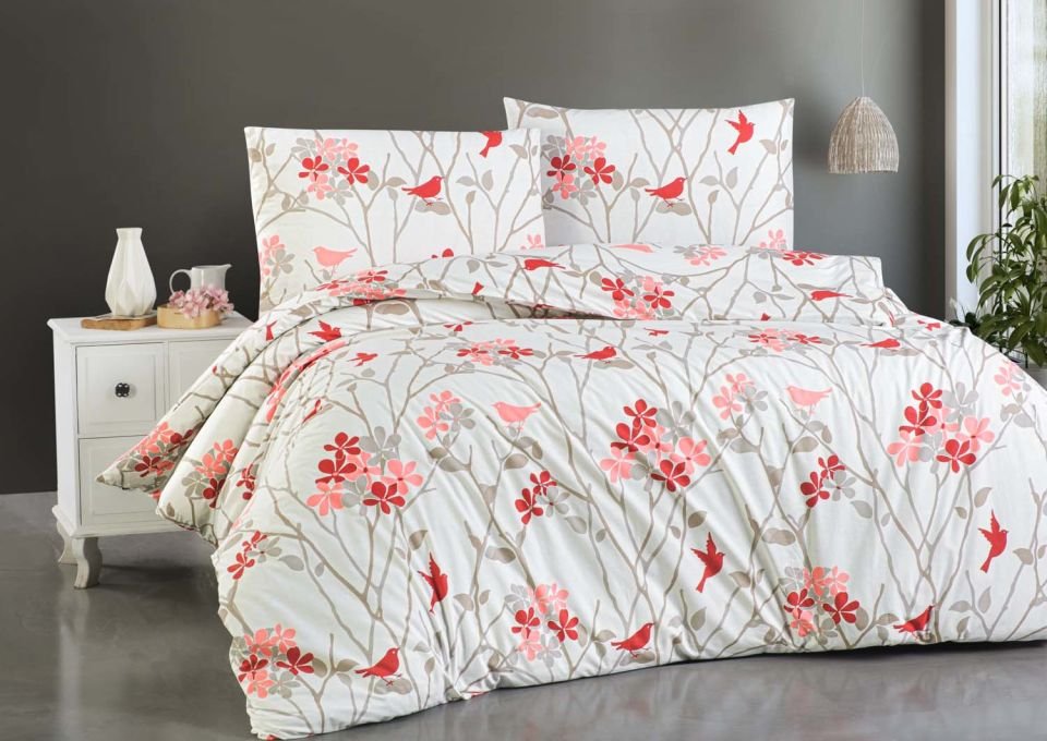 Menderes Home Cotton Collection Ranforce Çift Kişilik Nevresim+Yastık Pure Romance