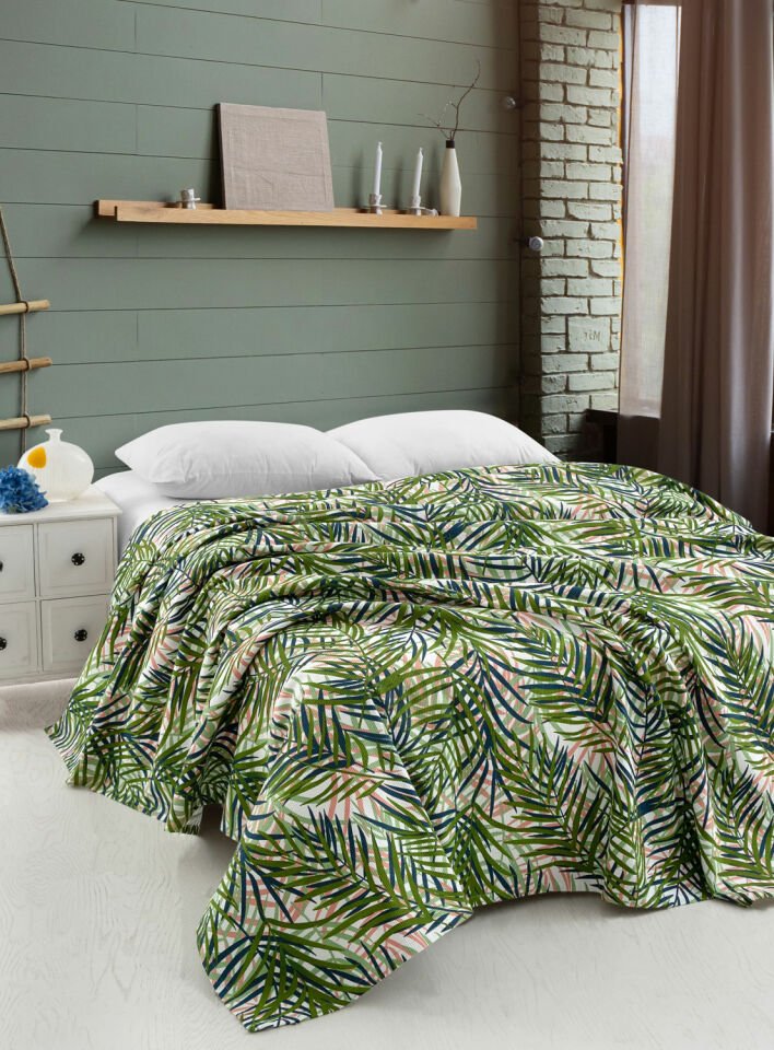 Menderes Home Cotton Collection Pike Tek Kişilik Pike Green Living