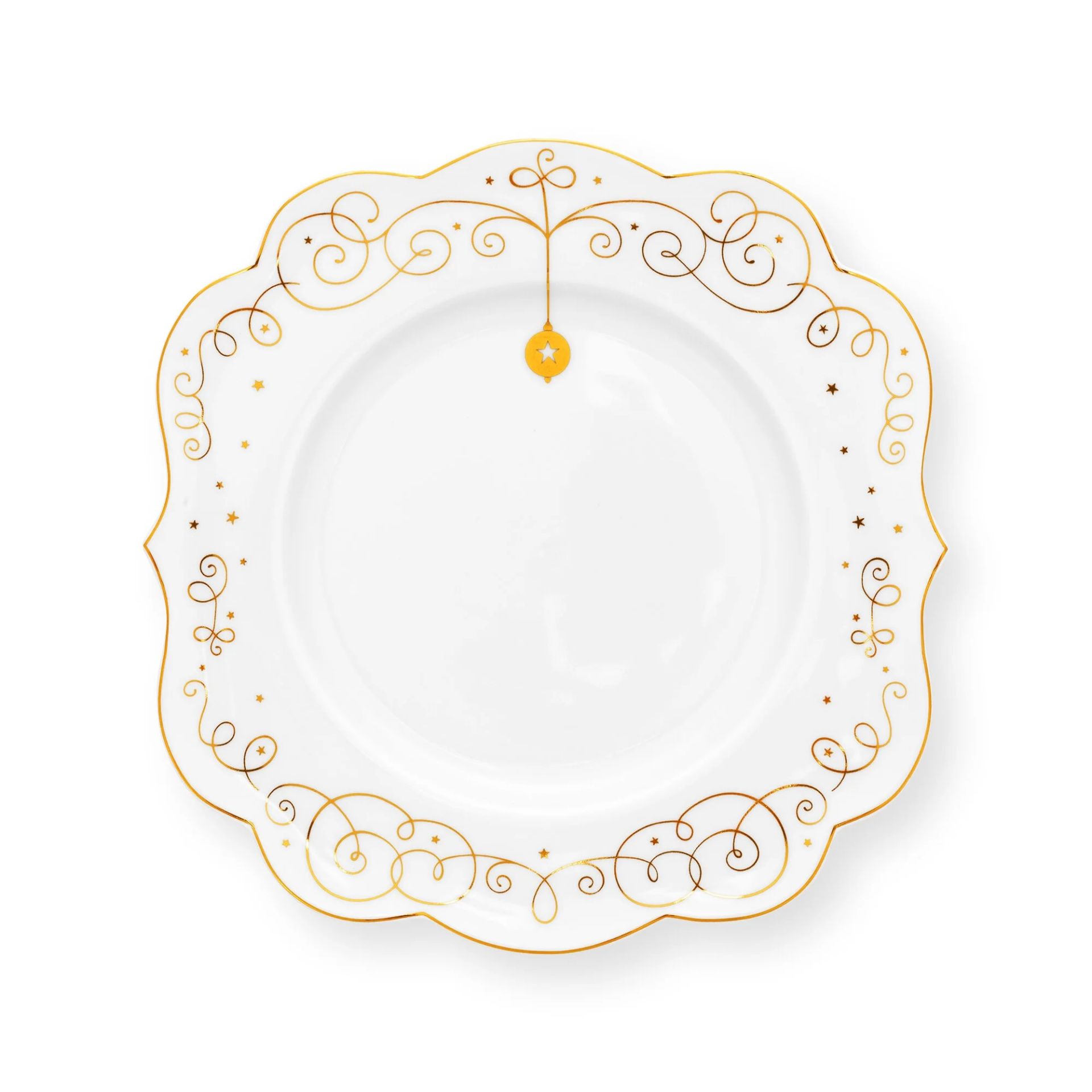 Beyaz Porselen Pasta Tabağı 17 cm Royal Gold White Collection by Pip Studio