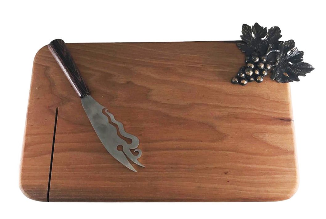 Wooden Cheese Board with Vine Leaves