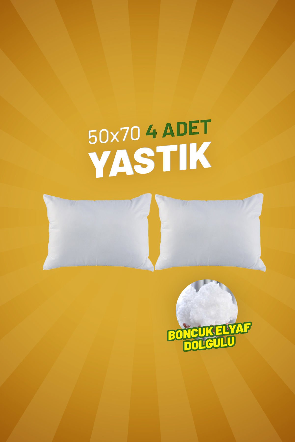 50 x 70 Baş Yastığı 2 Adet - Boncuk Elyaf Dolgulu