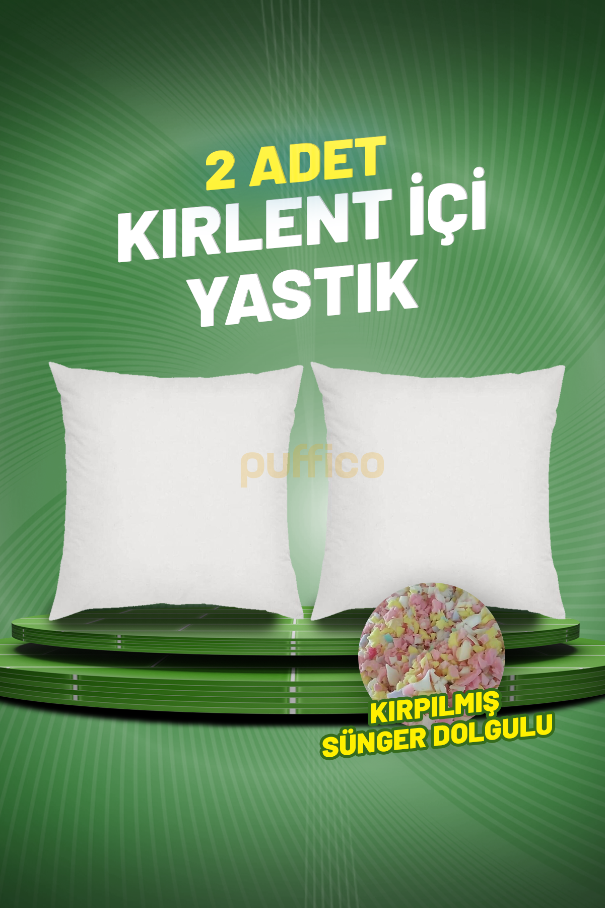 Kırlent İçi Yastık 2 Adet - Kırpık Sünger Dolgulu