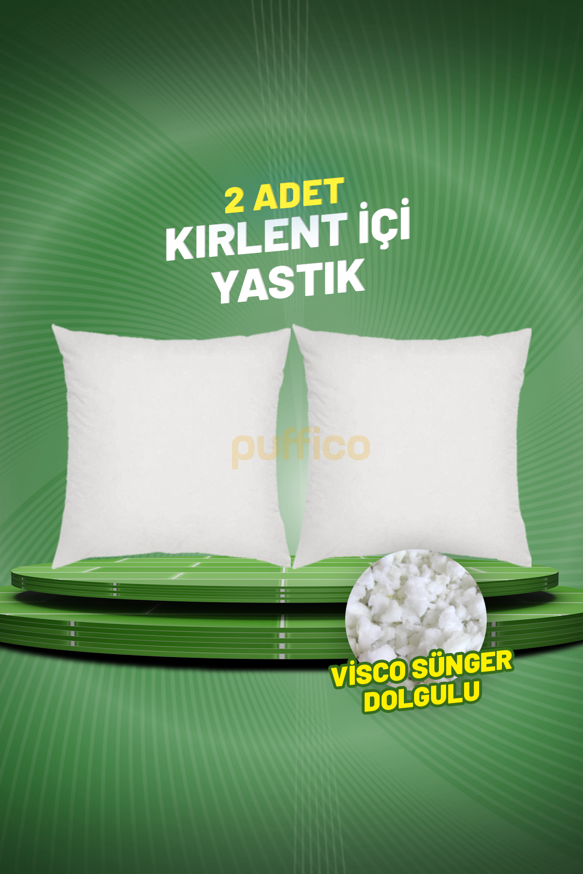 Kırlent İçi Yastık 2 Adet - Visco Sünger Dolgulu