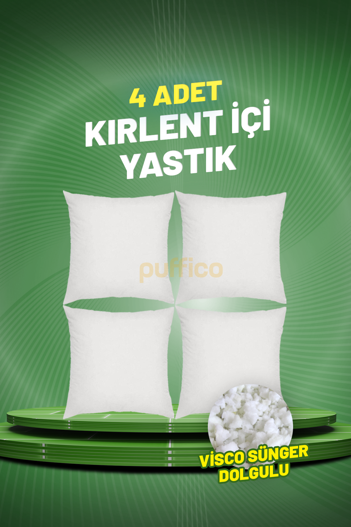 Kırlent İçi Yastık 4 Adet - Visco Sünger Dolgulu