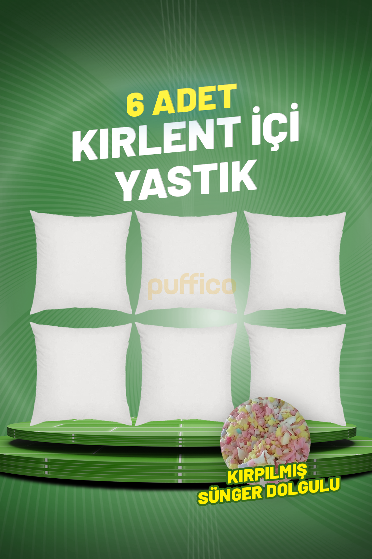 Kırlent İçi Yastık 6 Adet - Kırpık Sünger Dolgulu