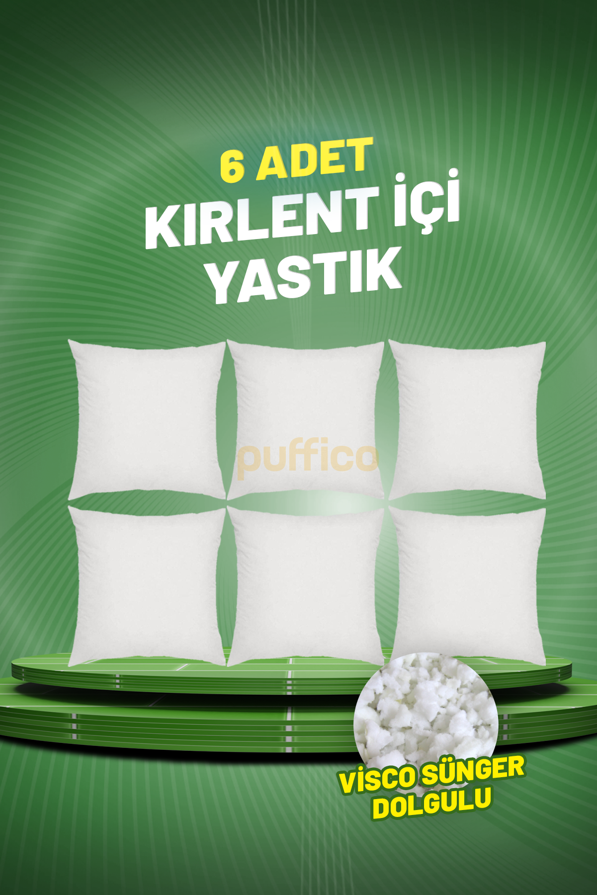 Kırlent İçi Yastık 6 Adet - Visco Sünger Dolgulu