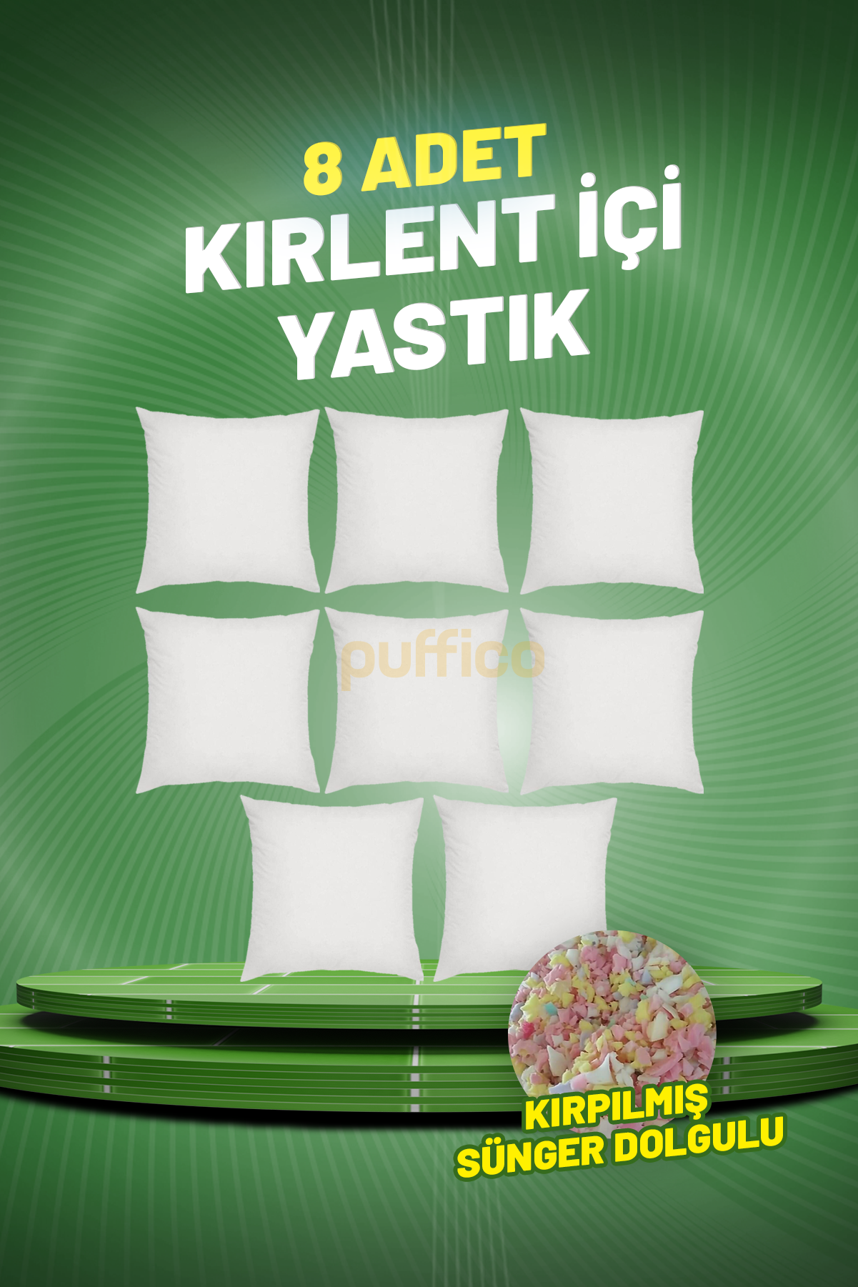 Kırlent İçi Yastık 8 Adet - Kırpık Sünger Dolgulu