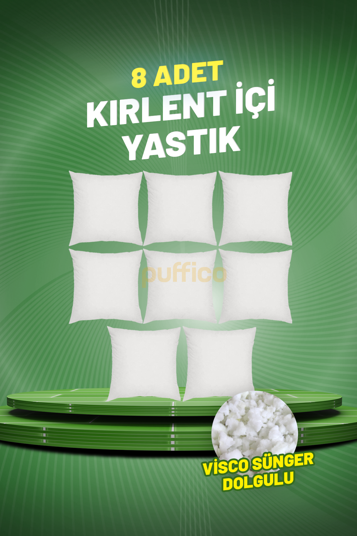 Kırlent İçi Yastık 8 Adet - Visco Sünger Dolgulu