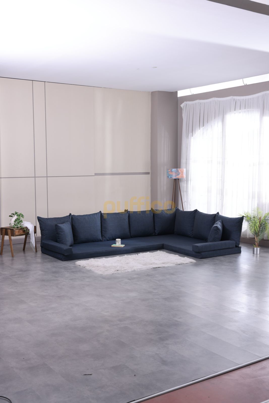 Lüx Yer Minderi & Divan & Ortopedik Şark Köşesi & Yer Yatağı & Köşe Takımı mavi-gri