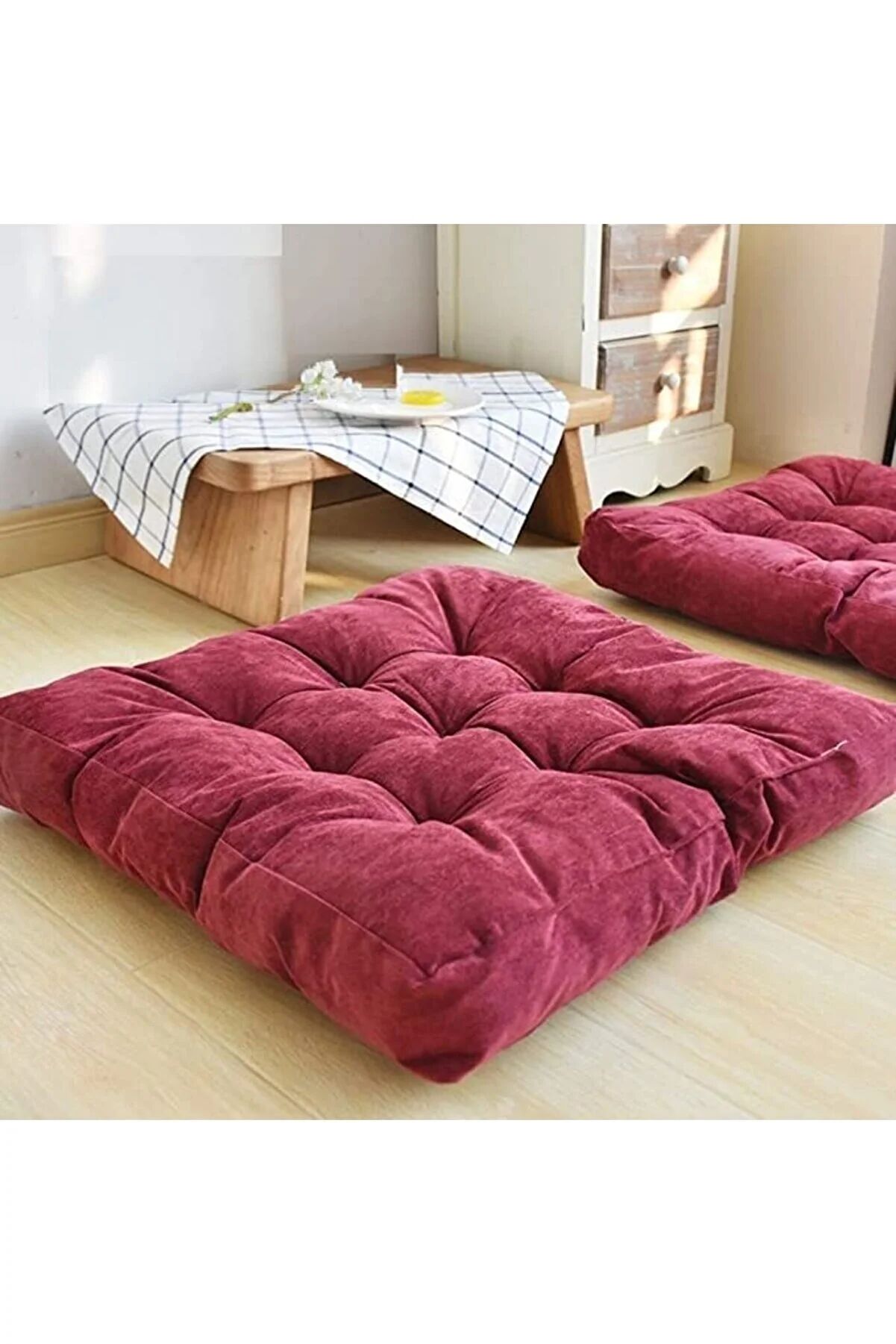 Bahçe Minderi Kare - Bordo - 1'li