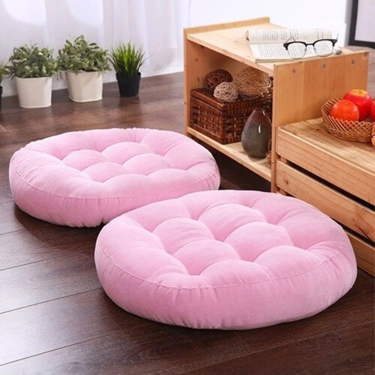 Bahçe Minderi Yuvarlak - Pembe - 2'li