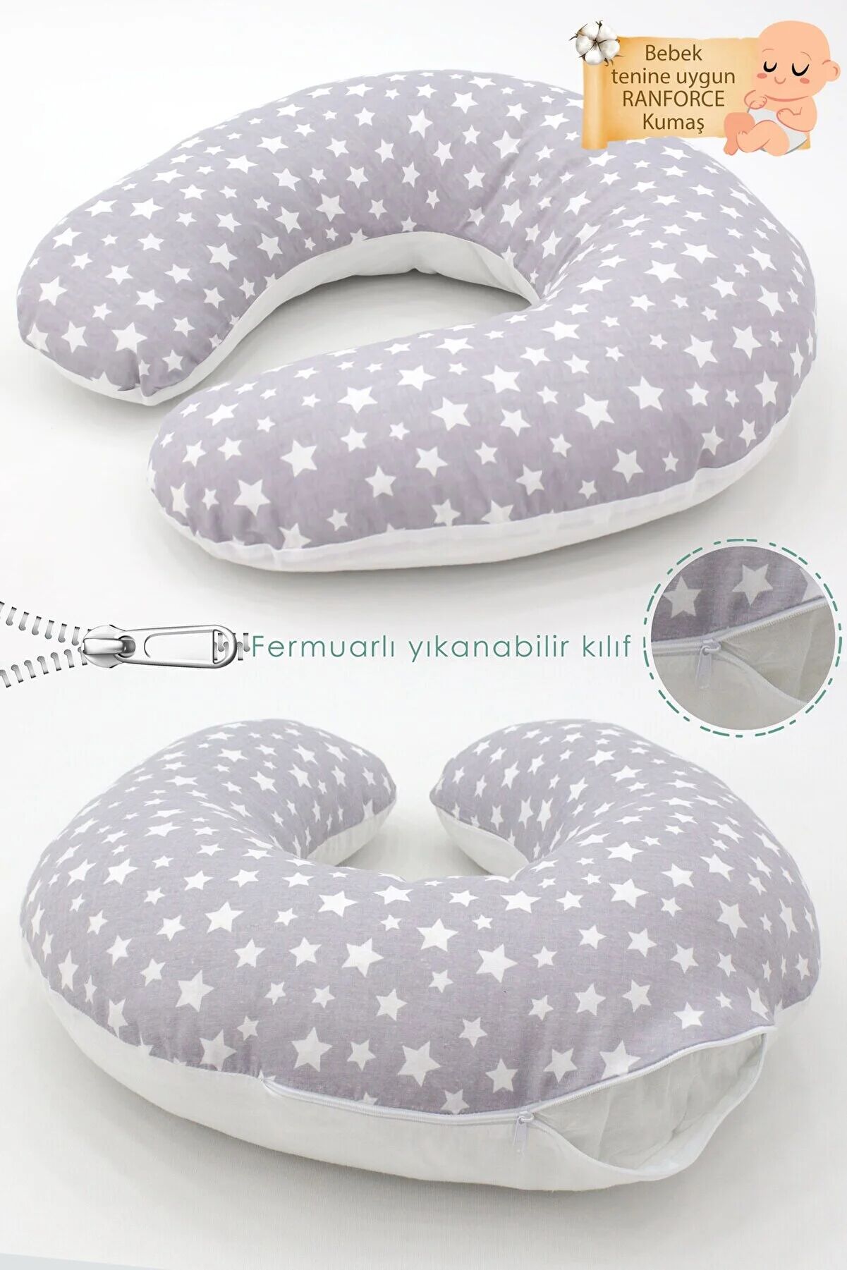 Emzirme Yastığı Gri Yıldızlı