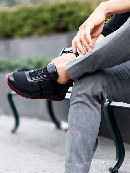 BLACK RED HECTOR DERİ GÜNLÜK SNEAKERS SİYAH KIRMIZI - 39