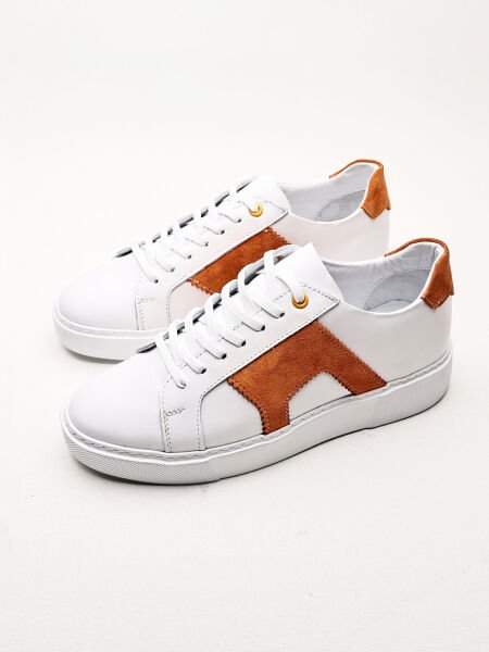 WHITE ORANGE RAMON DERİ GÜNLÜK SNEAKERS BEYAZ TURUNCU - 40