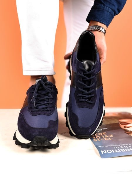 NAWY BLUE TIGER DERİ GÜNLÜK SNEAKERS LACİVERT - 44