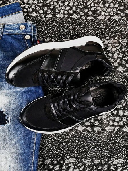 SCHWARZE ATHLETIC HERREN-LEDER-FREIZEITSCHUHE SCHWARZ - 42