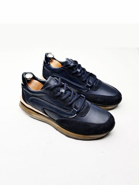 NAWY BLUE ENJOY TARZ HAKİKİ DERİ SNEAKERS LACİVERT - 44
