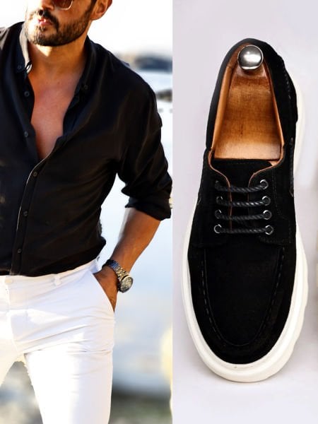 BLACK SUEDE IDEAL SÜET DERİ ERKEK GÜNLÜK AYAKKABI SİYAH SÜET - 41