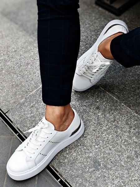 WHITE TODAY'S HAKİKİ DERİ SNEAKERS BEYAZ GRİ - 40