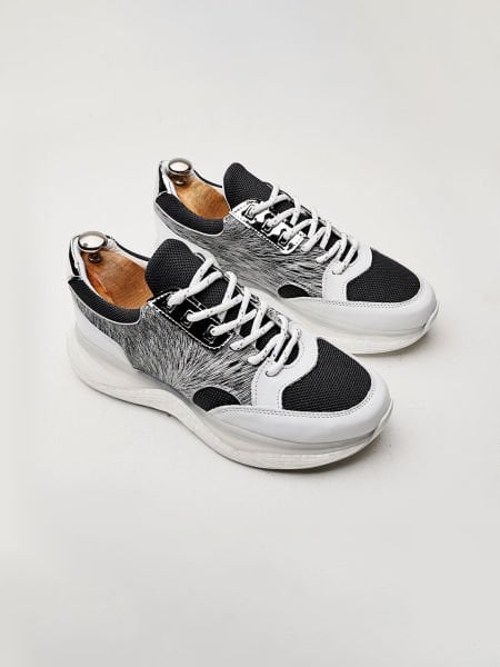 WHITE GREY MATIAS AIR HAKİKİ DERİ SNEAKERS BEYAZ GRİ - 45