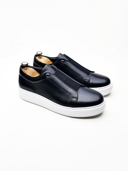 NAVY BLUE JIMMY BAĞCIKSIZ TARZ ERKEK DERİ GÜNLÜK AYAKKABI LACİVERT - 44