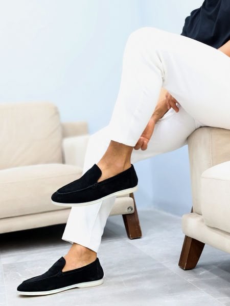 BLACK SUEDE PIANA SİYAH SÜET ERKEK DERİ GÜNLÜK RAHAT AYAKKABI SİYAH SÜET - 39