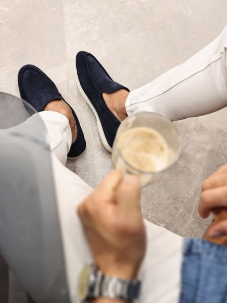 NAVY BLUE SUEDE PIANA  ERKEK DERİ GÜNLÜK AYAKKABI LACİVERT SÜET - 41
