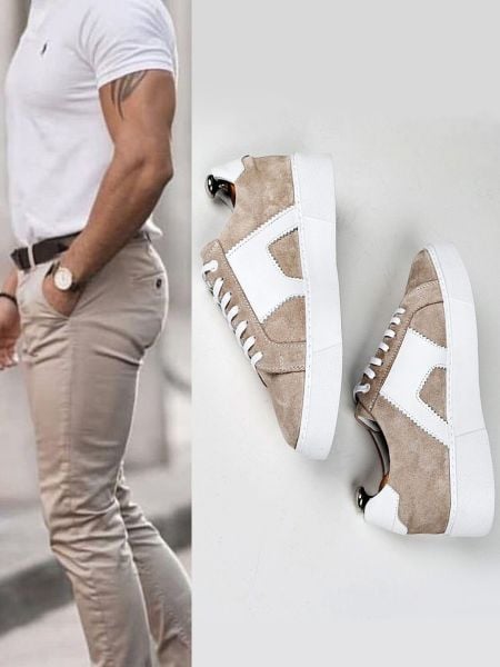 BEIGE SUEDE RAMON  ERKEK DERİ GÜNLÜK AYAKKABI BEJ SÜET - 42
