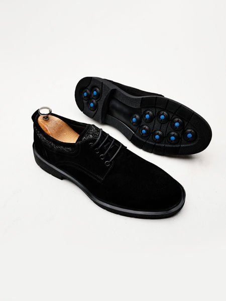BLACK SUEDE GIUSTO SÜET ERKEK DERİ GÜNLÜK AYAKKABI SİYAH SÜET - 41