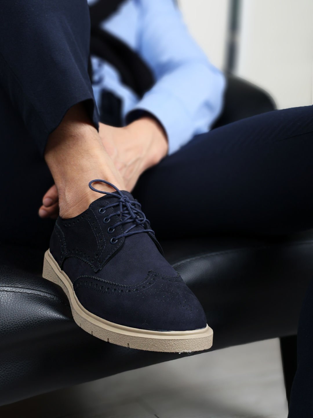 DARK BLUE SUEDE GRASSI LACİVERT NUBUK ERKEK DERİ GÜNLÜK AYAKKABI LACİVERT NUBUK - 43