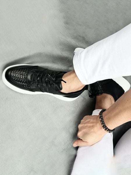 BLACK CROCCO LIKE DERİ ERKEK GÜNLÜK AYAKKABI SİYAH KROKO - 42